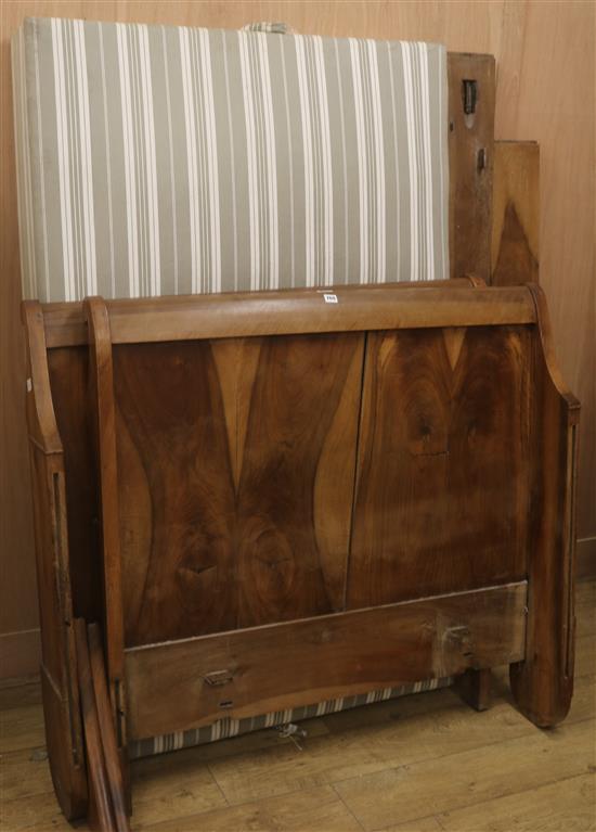 A 19th century sleigh bed, W.120cm